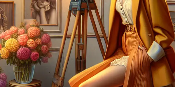 Vivian Hsu in a nostalgic 90s film studio, surrounded by vintage equipment and romantic elements, radiating charm and allure.<a href=